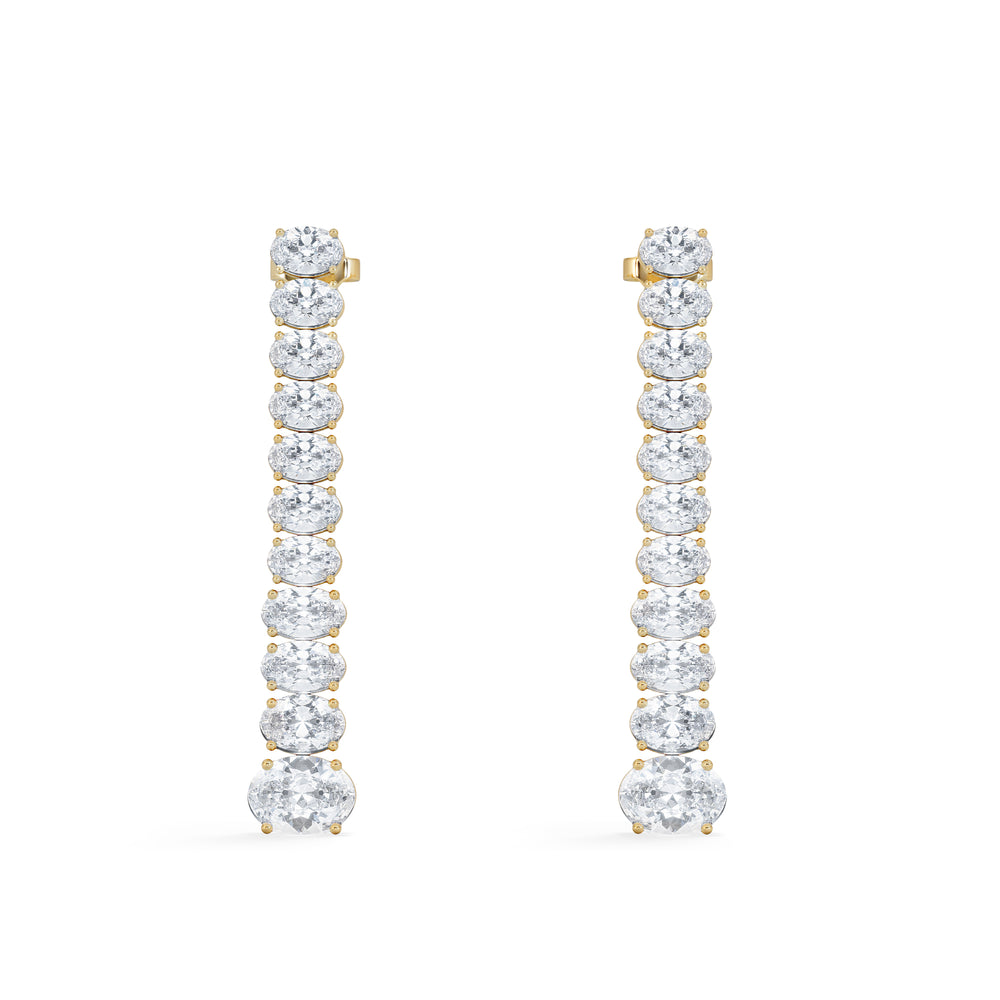 LUXE 6.00ct Lab Diamond Drop Earrings with IGI Certified Oval-Cut Diamonds in 18K Yellow Gold