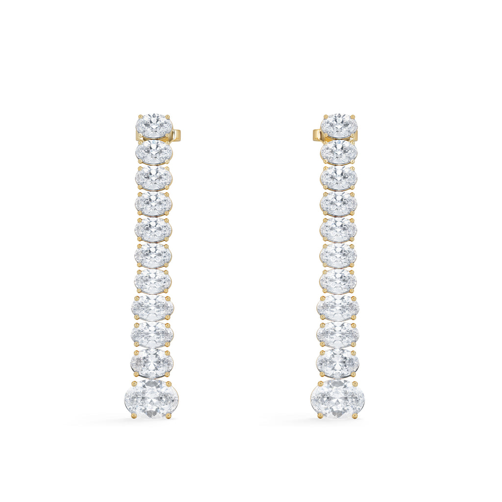 LUXE 6.00ct Lab Diamond Drop Earrings with IGI Certified Oval-Cut Diamonds in 18K Yellow Gold