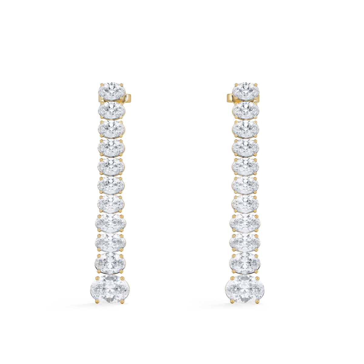 LUXE 6.00ct Lab Diamond Drop Earrings with IGI Certified Oval-Cut Diamonds in 18K Yellow Gold