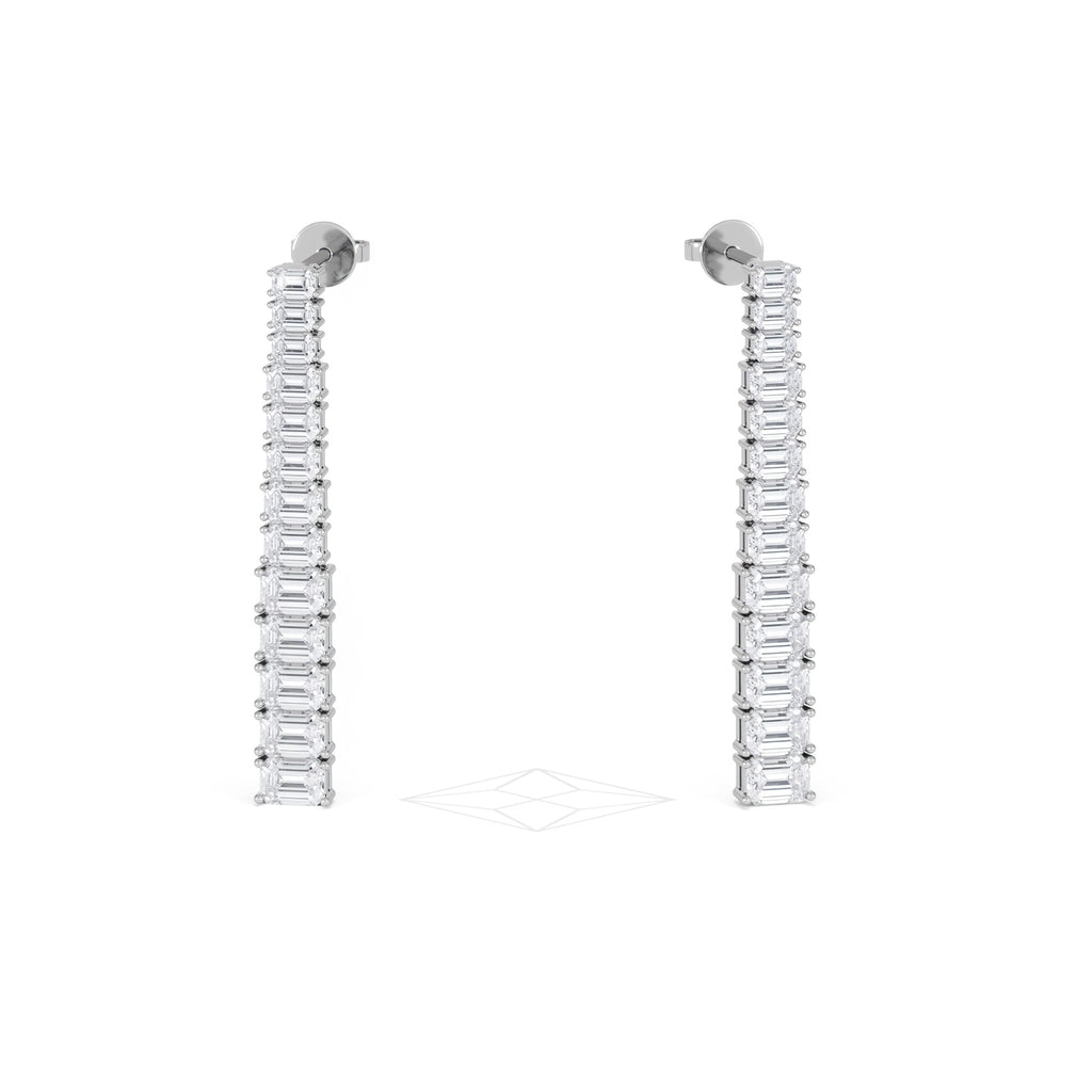LUXE 7.00ct Lab Diamond Drop Earrings with IGI Certified Emerald-Cut Diamonds in 18K White Gold