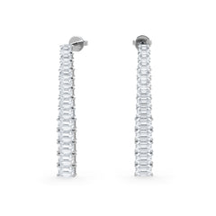 LUXE 7.00ct Lab Diamond Drop Earrings with IGI Certified Emerald-Cut Diamonds in 18K White Gold