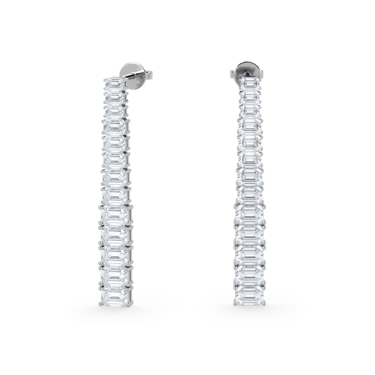 LUXE 7.00ct Lab Diamond Drop Earrings with IGI Certified Emerald-Cut Diamonds in 18K White Gold