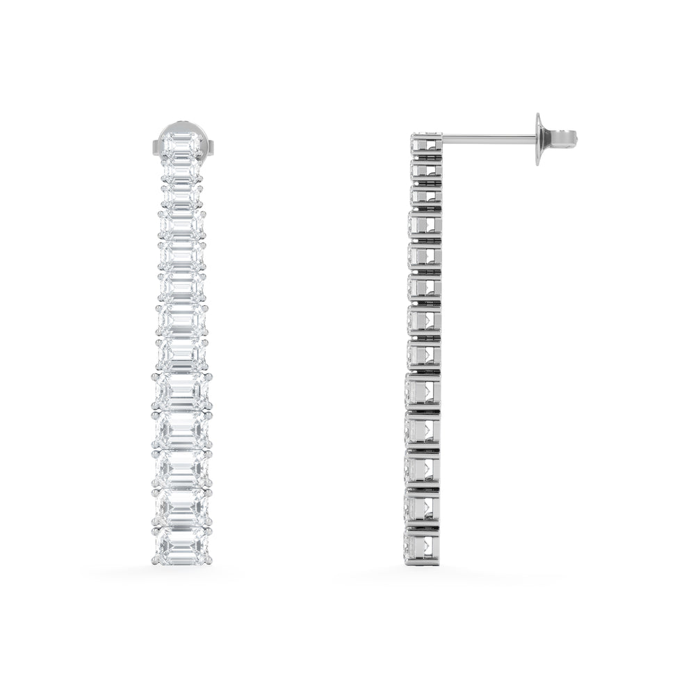 LUXE 7.00ct Lab Diamond Drop Earrings with IGI Certified Emerald-Cut Diamonds in 18K White Gold