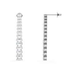 LUXE 7.00ct Lab Diamond Drop Earrings with IGI Certified Emerald-Cut Diamonds in 18K White Gold