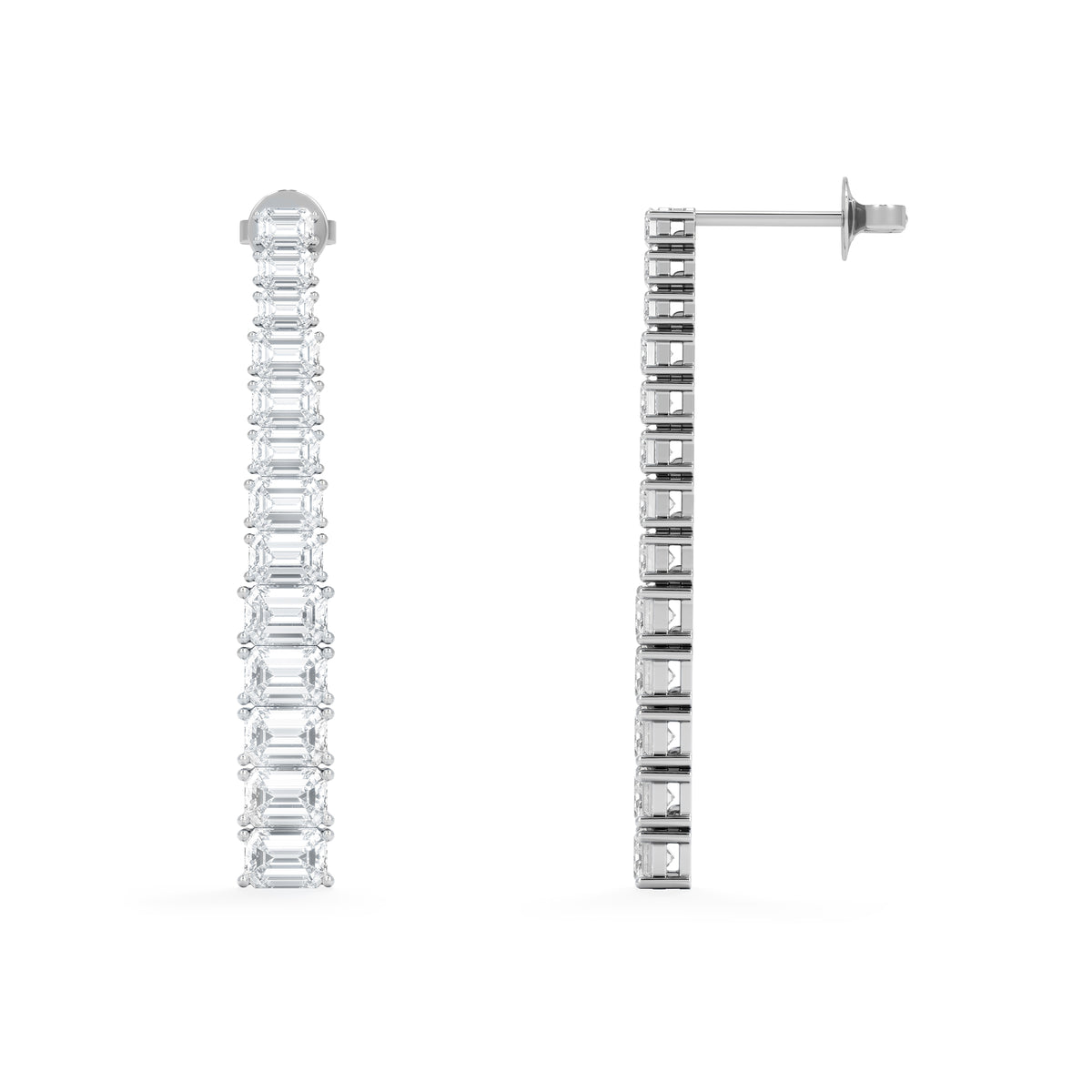 LUXE 7.00ct Lab Diamond Drop Earrings with IGI Certified Emerald-Cut Diamonds in 18K White Gold