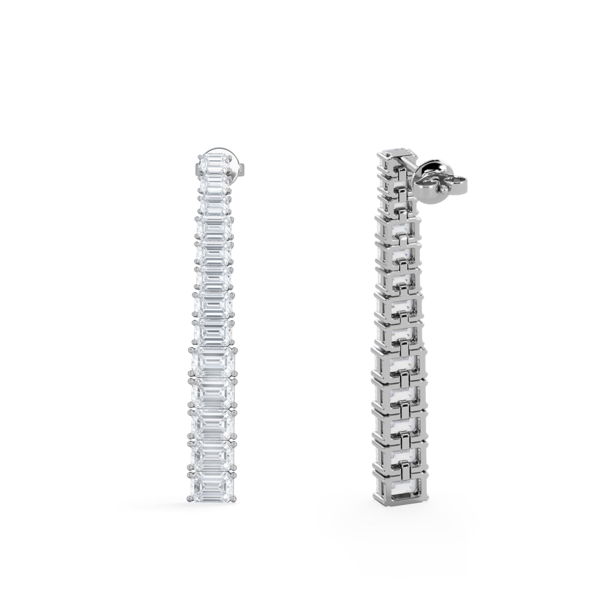LUXE 7.00ct Lab Diamond Drop Earrings with IGI Certified Emerald-Cut Diamonds in 18K White Gold