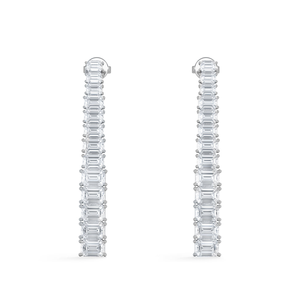 LUXE 7.00ct Lab Diamond Drop Earrings with IGI Certified Emerald-Cut Diamonds in 18K White Gold