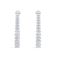 LUXE 7.00ct Lab Diamond Drop Earrings with IGI Certified Emerald-Cut Diamonds in 18K White Gold