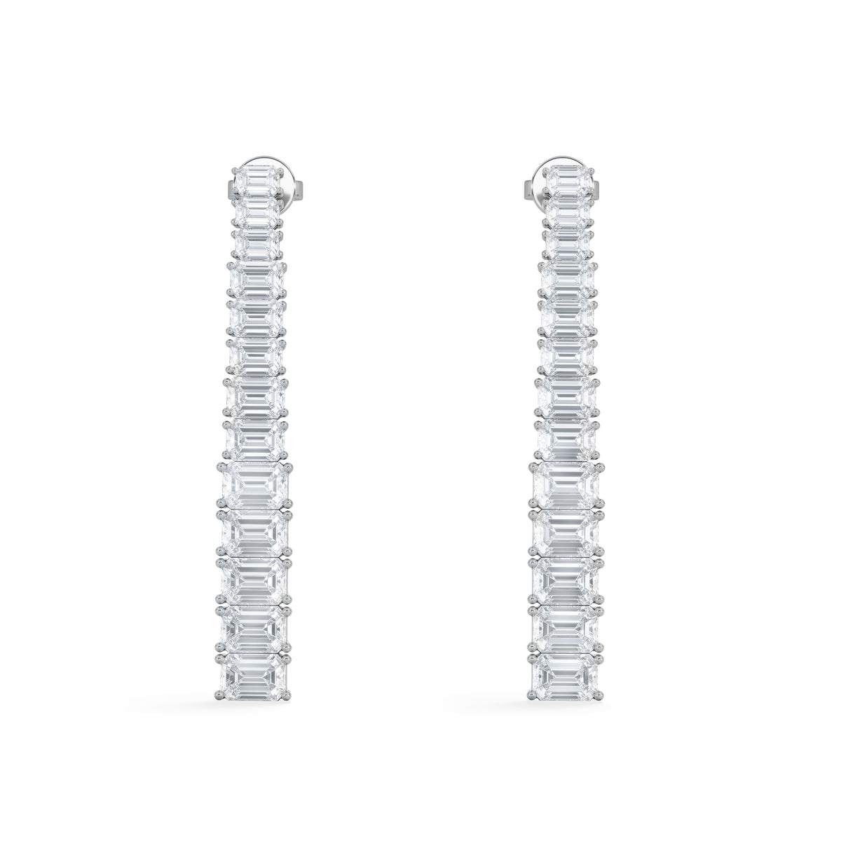 LUXE 7.00ct Lab Diamond Drop Earrings with IGI Certified Emerald-Cut Diamonds in 18K White Gold