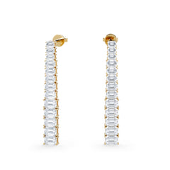 LUXE 7.00ct Lab Diamond Drop Earrings with IGI Certified Emerald-Cut Diamonds in 18K Yellow Gold