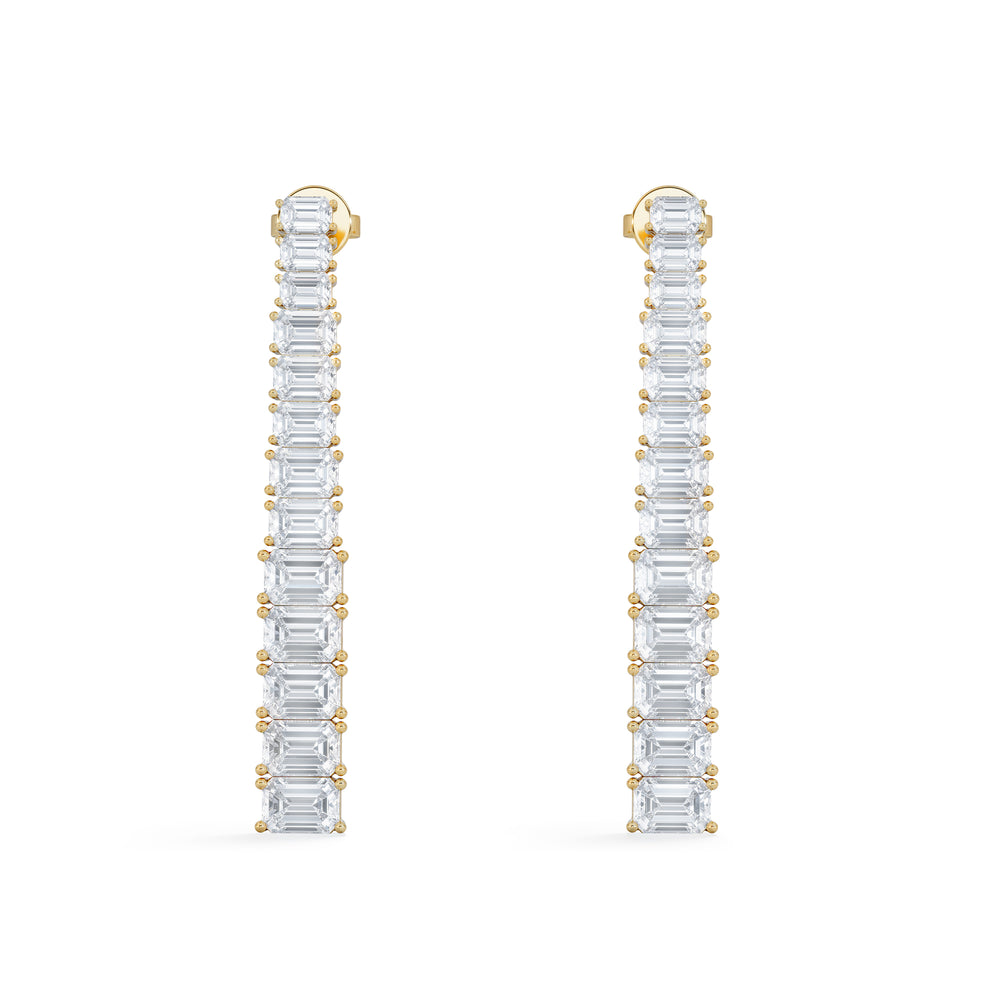 LUXE 7.00ct Lab Diamond Drop Earrings with IGI Certified Emerald-Cut Diamonds in 18K Yellow Gold