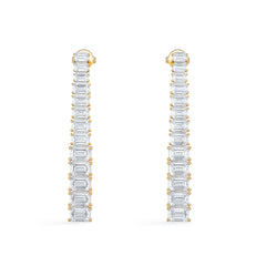 LUXE 7.00ct Lab Diamond Drop Earrings with IGI Certified Emerald-Cut Diamonds in 18K Yellow Gold