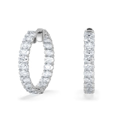 LUXE 8.00ct Lab Diamond Hoop Earrings with IGI Certified Oval-Cut Diamonds in 18K White Gold
