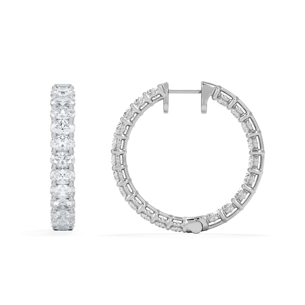 LUXE 8.00ct Lab Diamond Hoop Earrings with IGI Certified Oval-Cut Diamonds in 18K White Gold