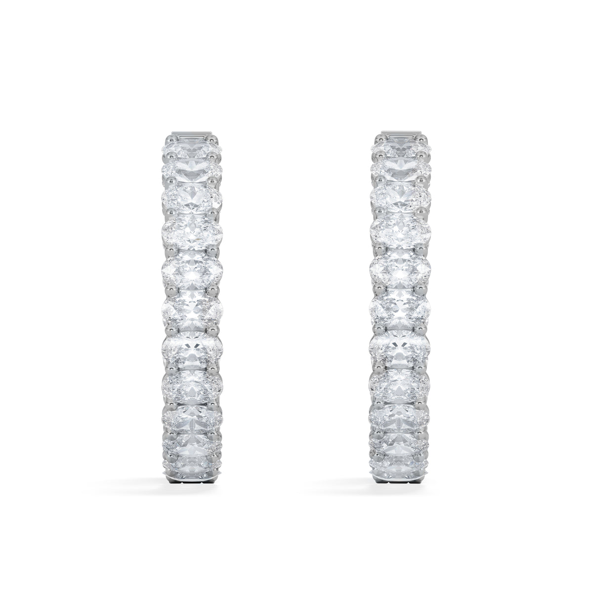 LUXE 8.00ct Lab Diamond Hoop Earrings with IGI Certified Oval-Cut Diamonds in 18K White Gold