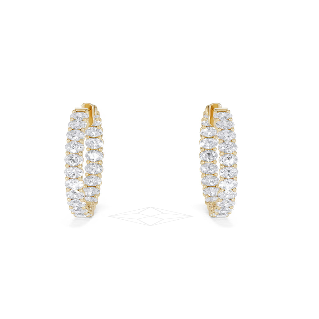 LUXE 8.00ct Lab Diamond Hoop Earrings with IGI Certified Oval-Cut Diamonds in 18K Yellow Gold