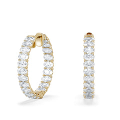 LUXE 8.00ct Lab Diamond Hoop Earrings with IGI Certified Oval-Cut Diamonds in 18K Yellow Gold