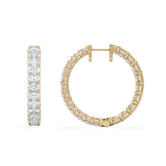LUXE 8.00ct Lab Diamond Hoop Earrings with IGI Certified Oval-Cut Diamonds in 18K Yellow Gold