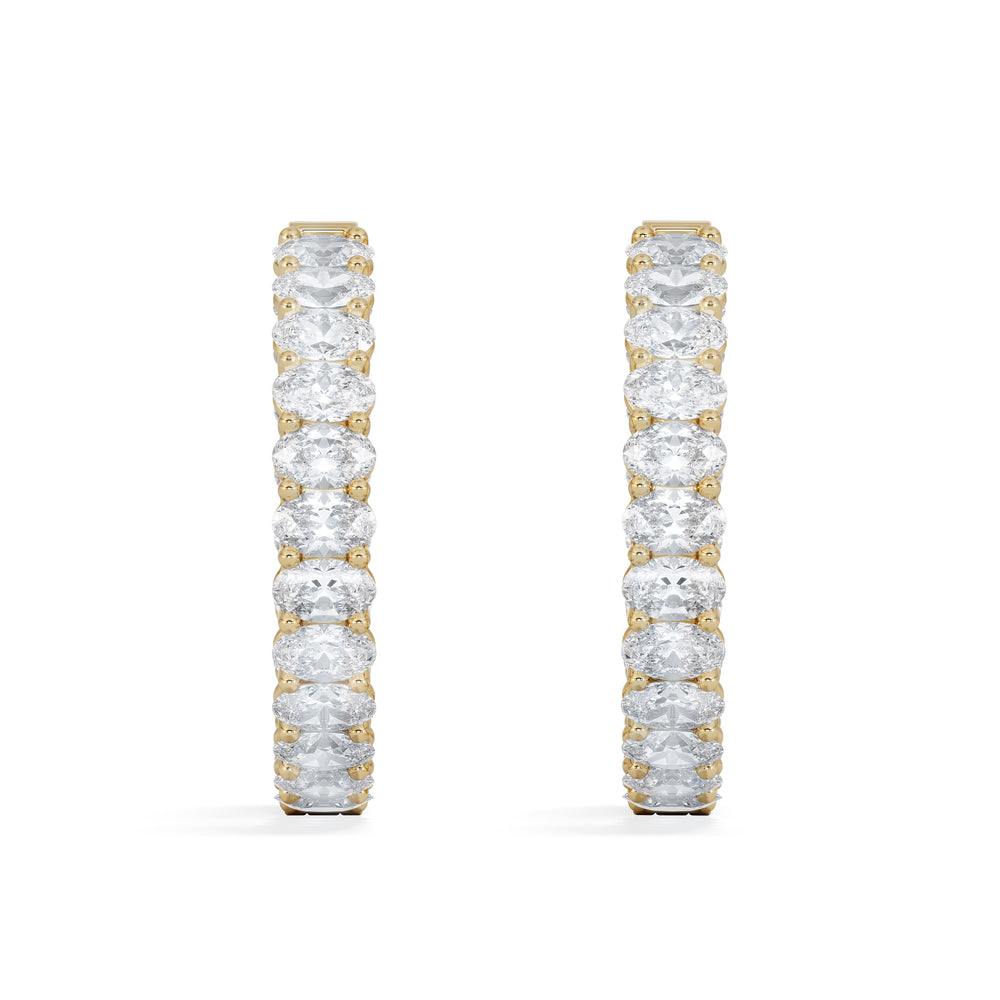 LUXE 8.00ct Lab Diamond Hoop Earrings with IGI Certified Oval-Cut Diamonds in 18K Yellow Gold