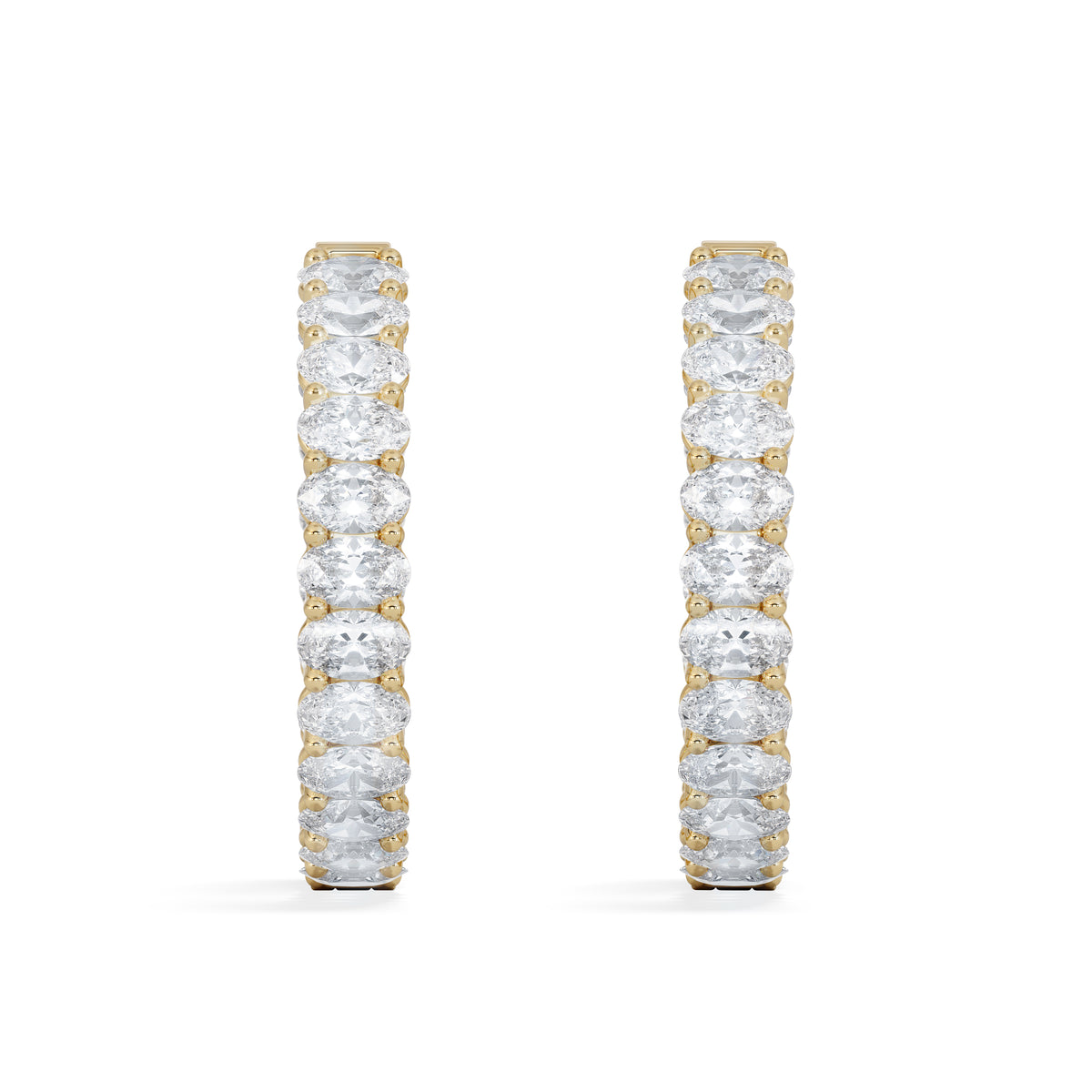 LUXE 8.00ct Lab Diamond Hoop Earrings with IGI Certified Oval-Cut Diamonds in 18K Yellow Gold