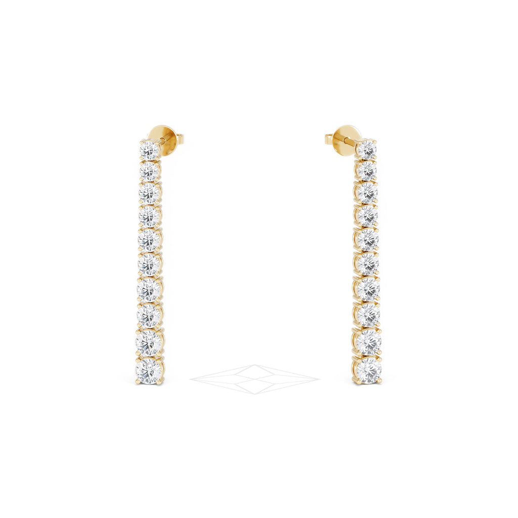 LUXE 5.00ct Lab Diamond Drop Earrings with IGI Certified Brilliant-Cut Diamonds in 18K Yellow Gold