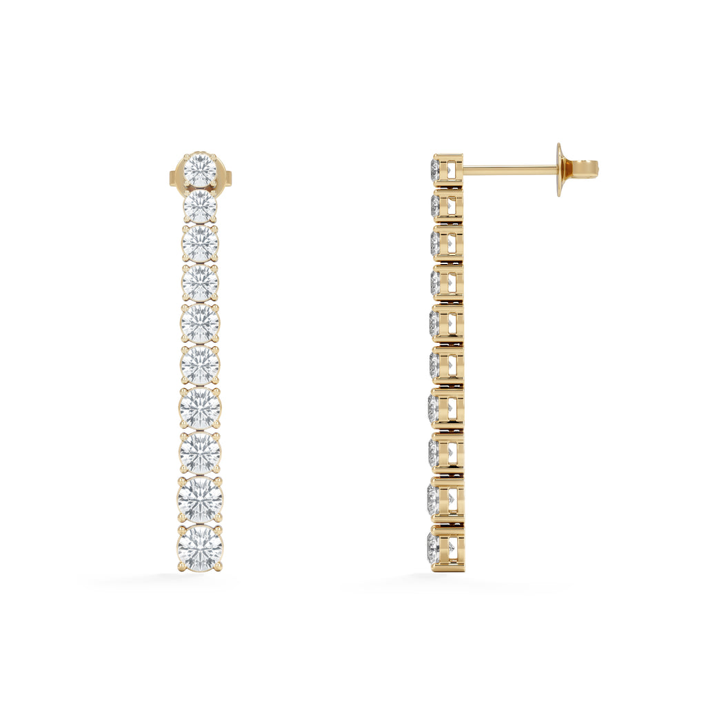 LUXE 5.00ct Lab Diamond Drop Earrings with IGI Certified Brilliant-Cut Diamonds in 18K Yellow Gold