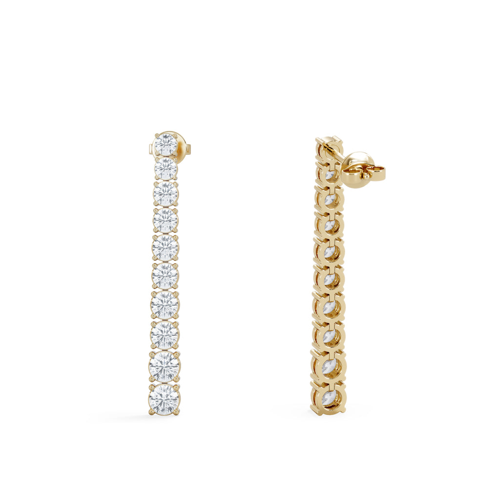 LUXE 5.00ct Lab Diamond Drop Earrings with IGI Certified Brilliant-Cut Diamonds in 18K Yellow Gold