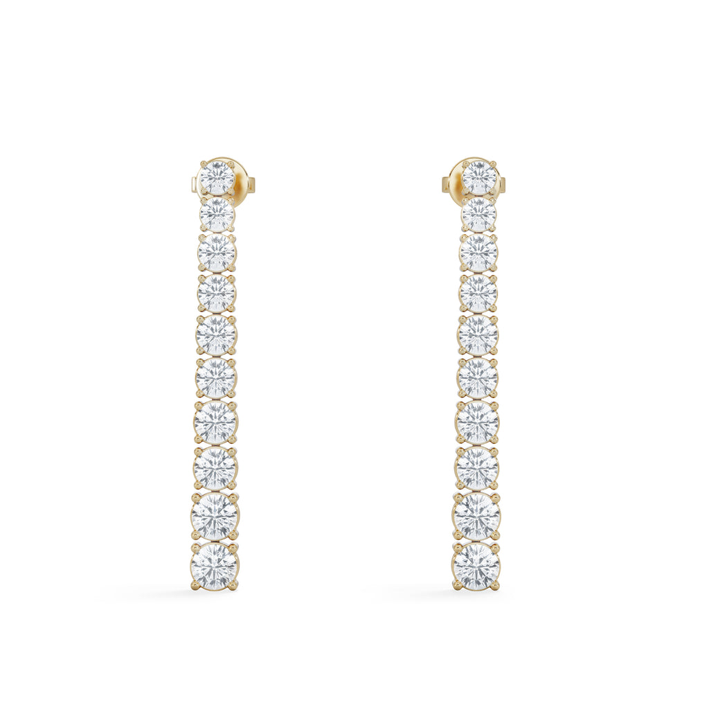 LUXE 5.00ct Lab Diamond Drop Earrings with IGI Certified Brilliant-Cut Diamonds in 18K Yellow Gold