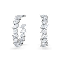 LUXE 8.00ct Lab Diamond Hoop Earrings with IGI Certified Asymmetrical-Cut Diamonds in 18K White Gold