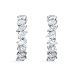 LUXE 8.00ct Lab Diamond Hoop Earrings with IGI Certified Asymmetrical-Cut Diamonds in 18K White Gold