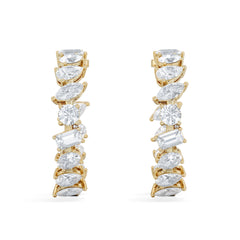 LUXE 8.00ct Lab Diamond Hoop Earrings with IGI Certified Asymmetrical-Cut Diamonds in 18K Yellow Gold
