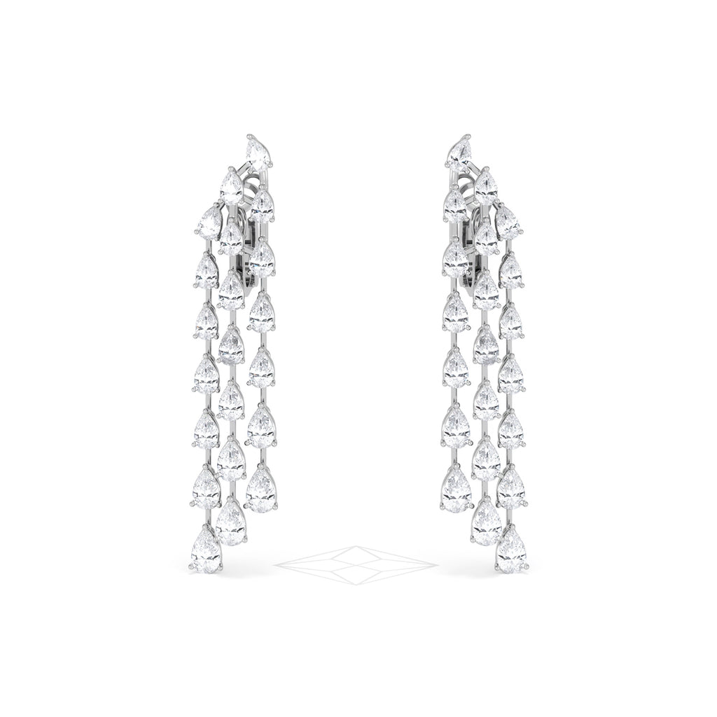 LUXE 10.00ct Lab Diamond Chandelier Earrings with IGI Certified Pear-Cut Diamonds in 18K White Gold