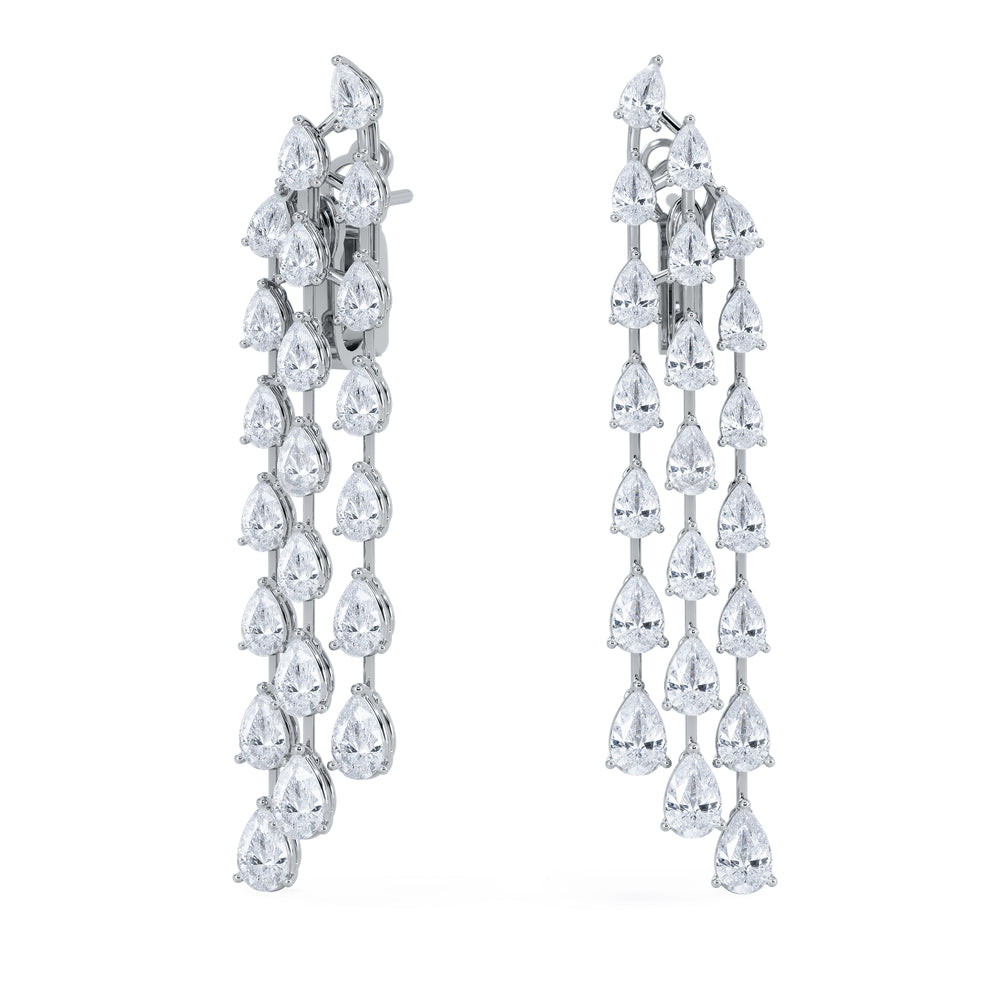 LUXE 10.00ct Lab Diamond Chandelier Earrings with IGI Certified Pear-Cut Diamonds in 18K White Gold