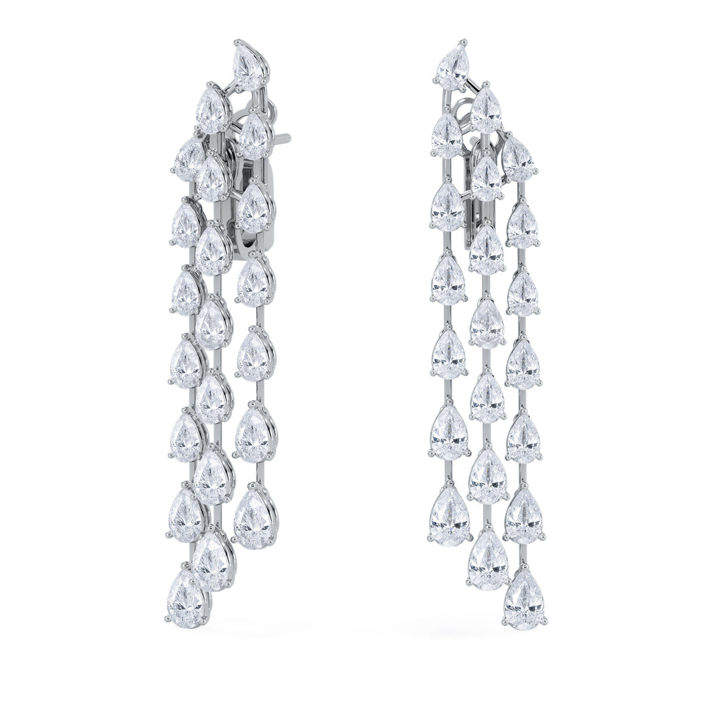LUXE 10.00ct Lab Diamond Chandelier Earrings with IGI Certified Pear-Cut Diamonds in 18K White Gold