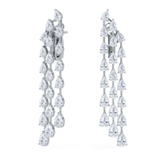 LUXE 10.00ct Lab Diamond Chandelier Earrings with IGI Certified Pear-Cut Diamonds in 18K White Gold