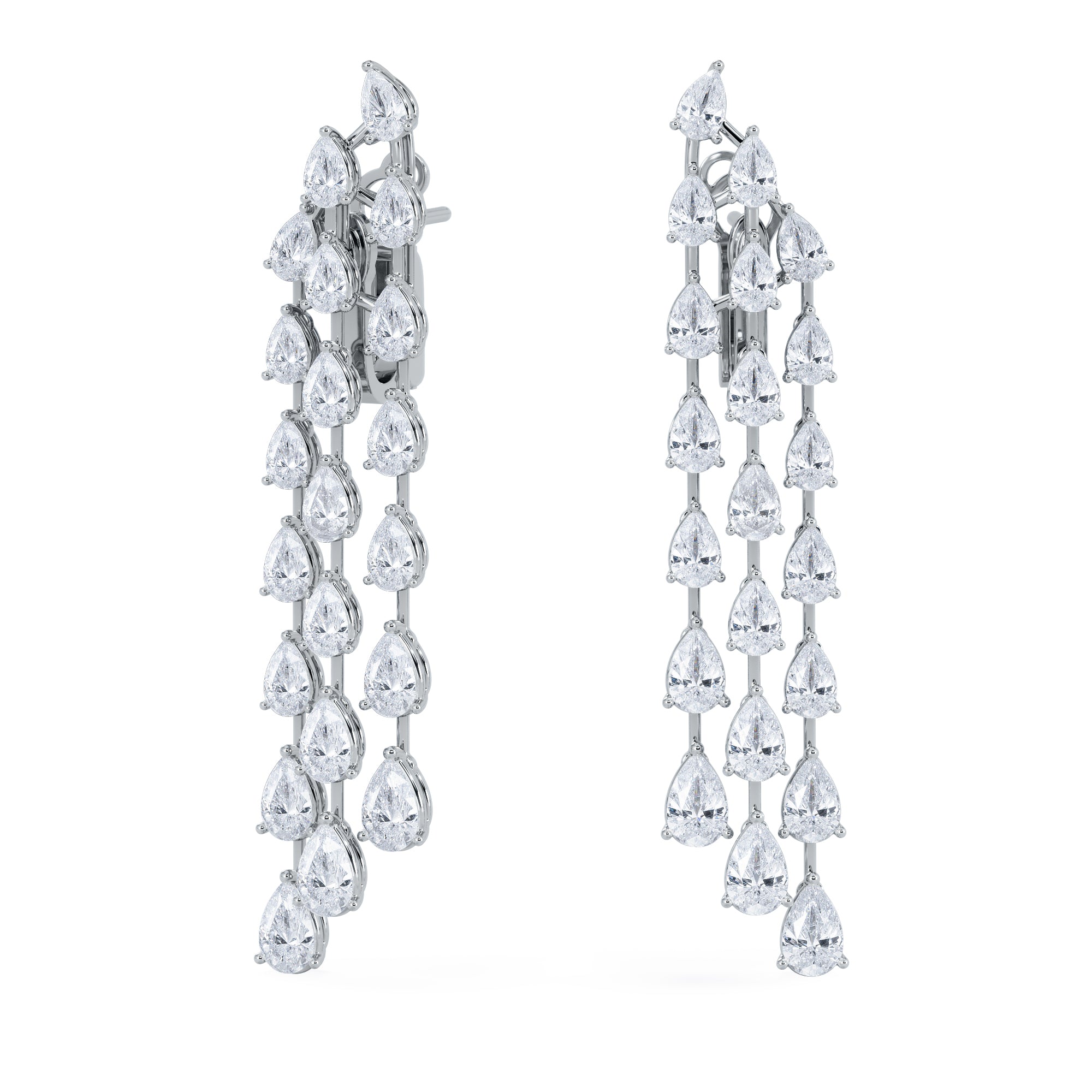 LUXE 10.00ct Lab Diamond Chandelier Earrings with IGI Certified Pear-Cut Diamonds in 18K White Gold
