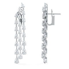 LUXE 10.00ct Lab Diamond Chandelier Earrings with IGI Certified Pear-Cut Diamonds in 18K White Gold