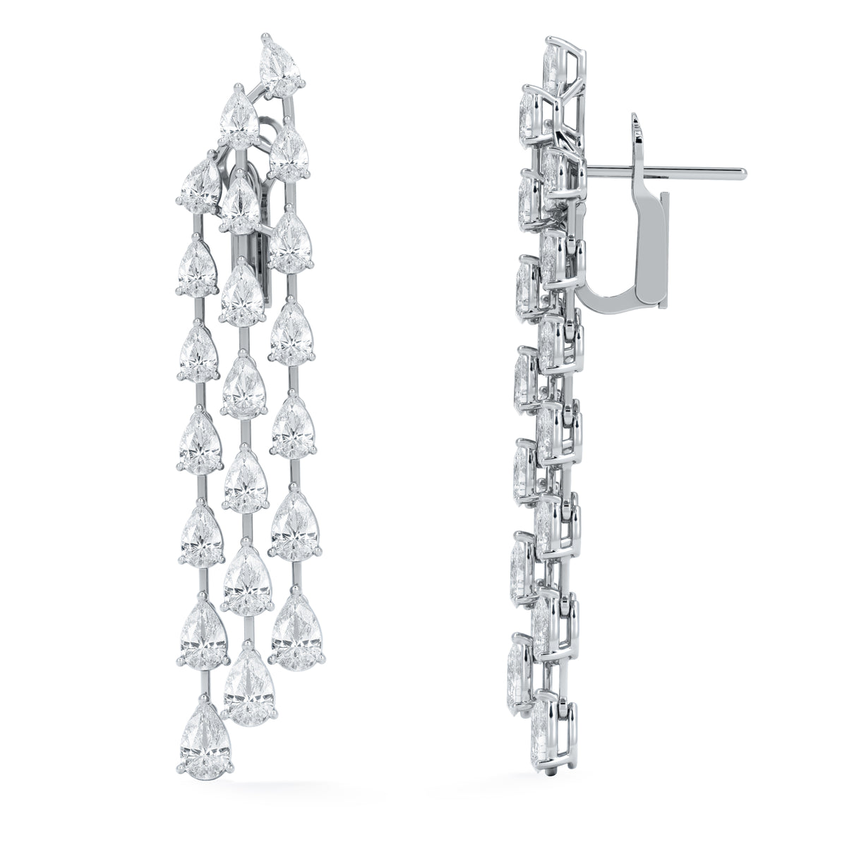 LUXE 10.00ct Lab Diamond Chandelier Earrings with IGI Certified Pear-Cut Diamonds in 18K White Gold