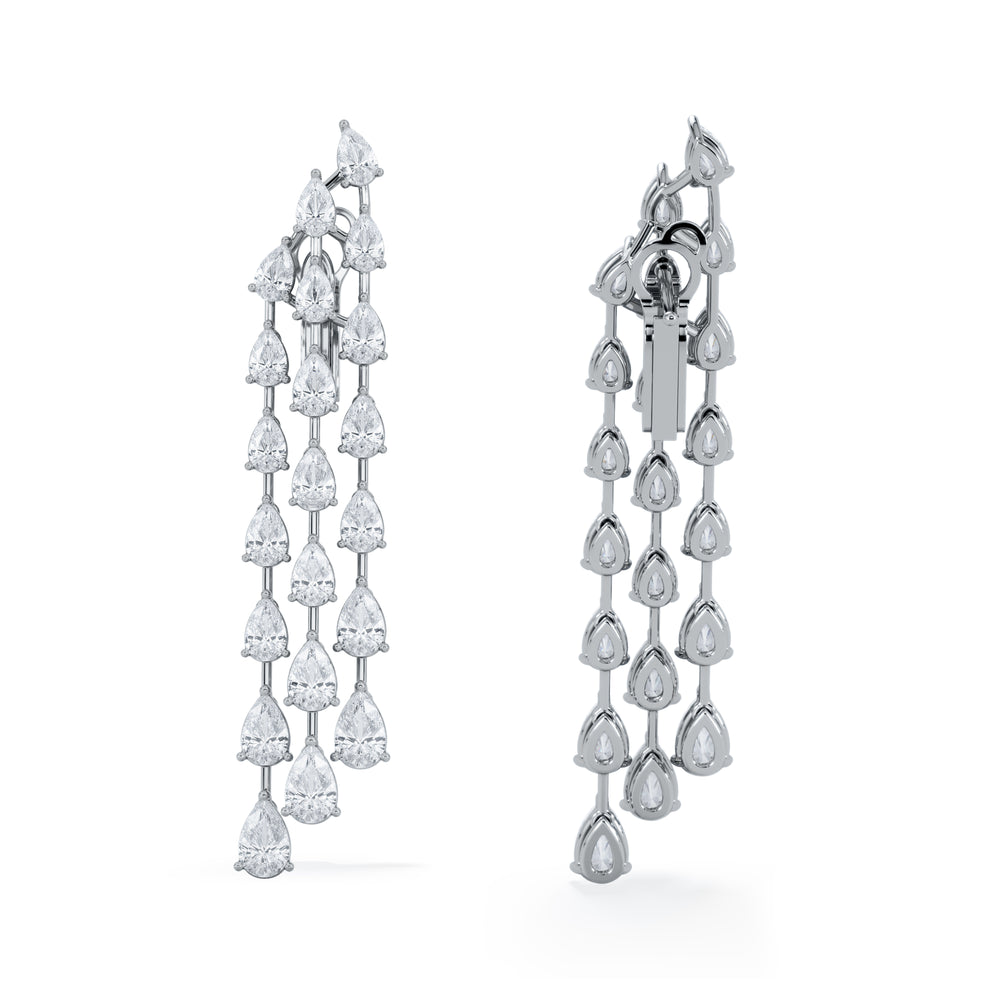 LUXE 10.00ct Lab Diamond Chandelier Earrings with IGI Certified Pear-Cut Diamonds in 18K White Gold