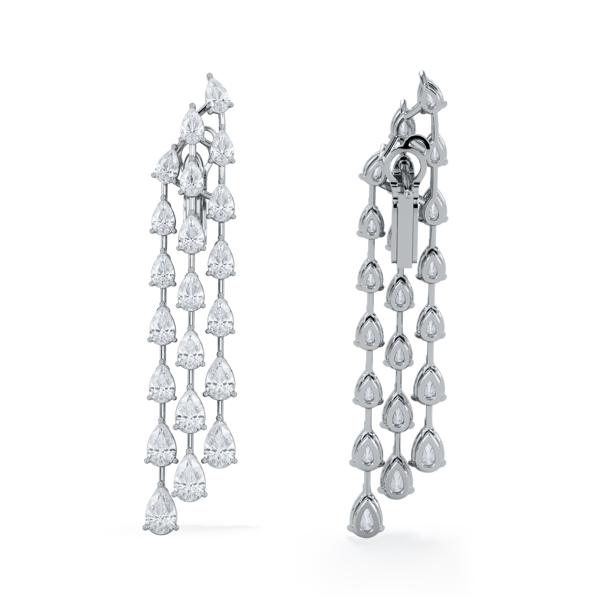 LUXE 10.00ct Lab Diamond Chandelier Earrings with IGI Certified Pear-Cut Diamonds in 18K White Gold