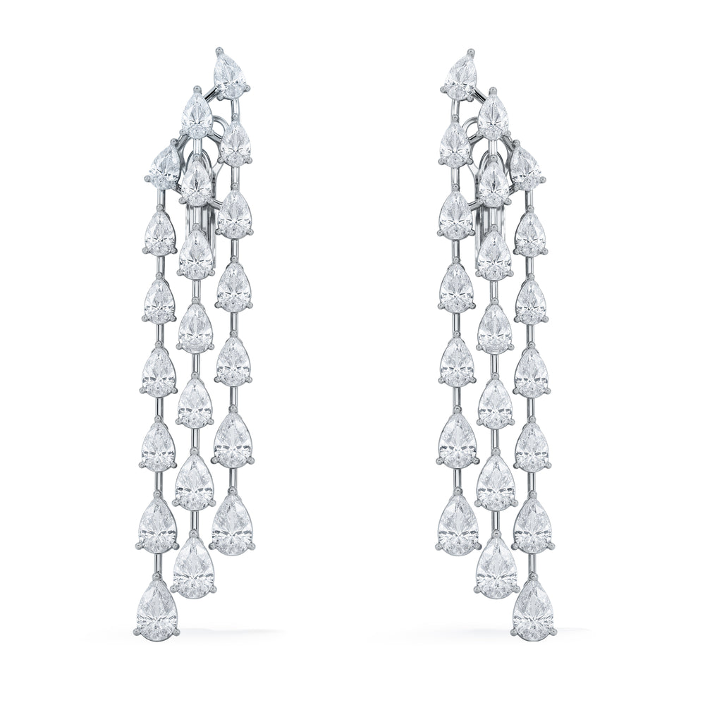 LUXE 10.00ct Lab Diamond Chandelier Earrings with IGI Certified Pear-Cut Diamonds in 18K White Gold