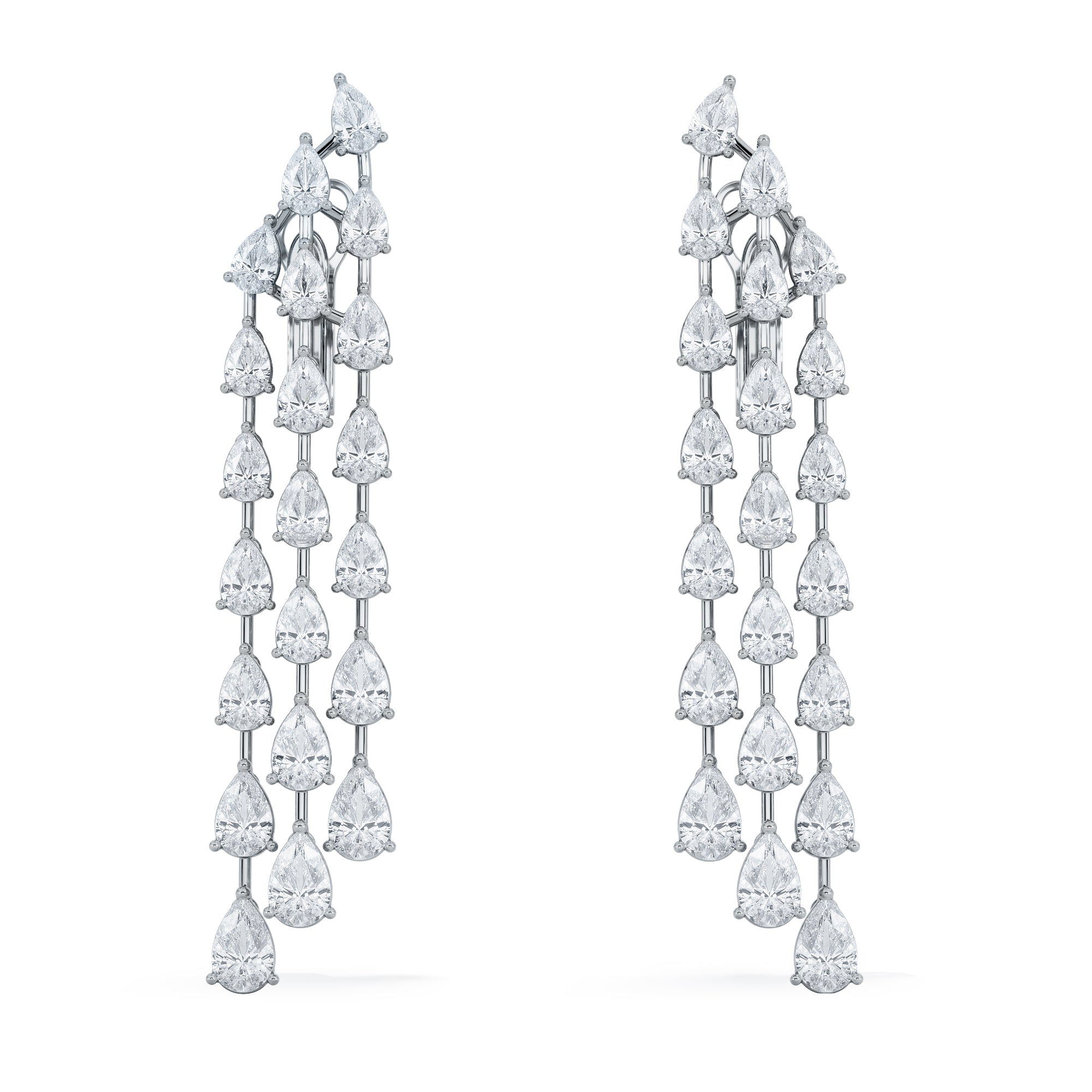 LUXE 10.00ct Lab Diamond Chandelier Earrings with IGI Certified Pear-Cut Diamonds in 18K White Gold