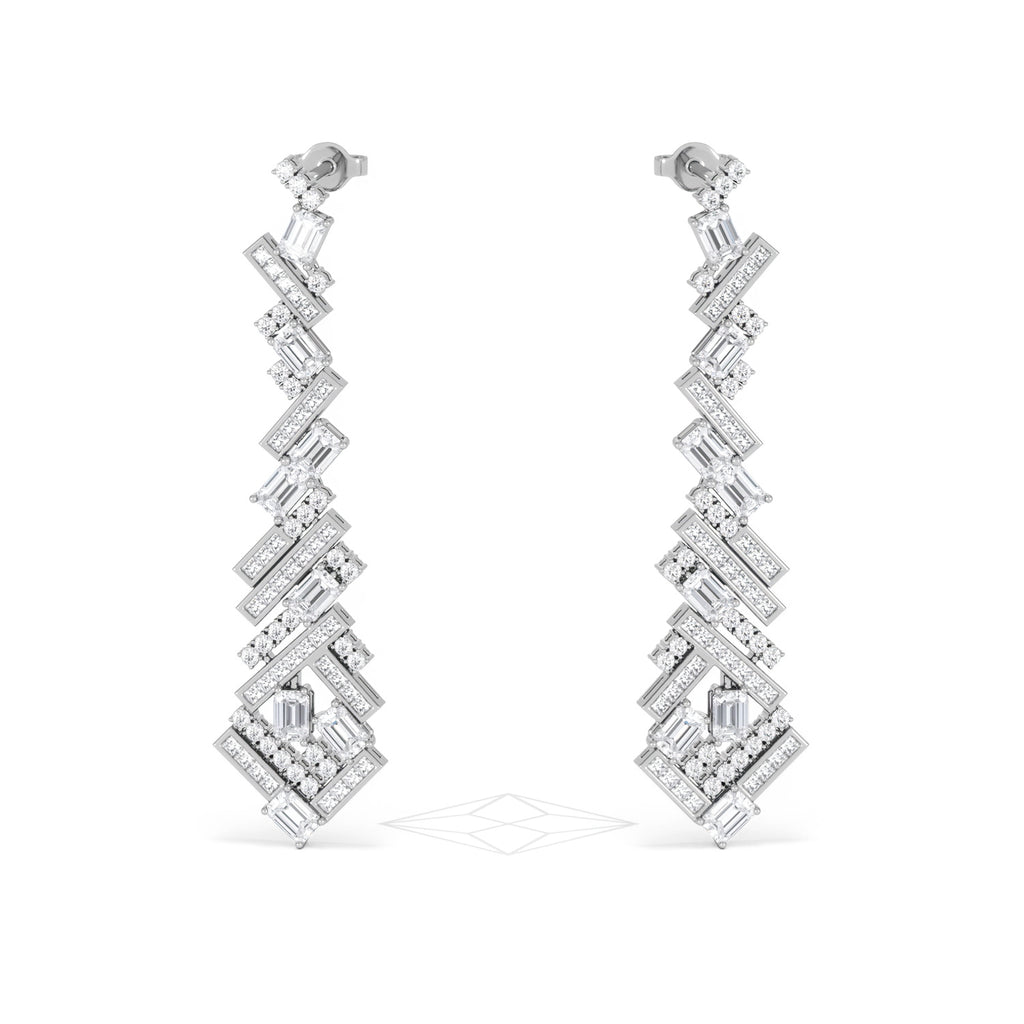 LUXE 8.00ct Lab Diamond Chandelier Earrings with IGI Certified Mixed-Cut Diamonds in 18K White Gold