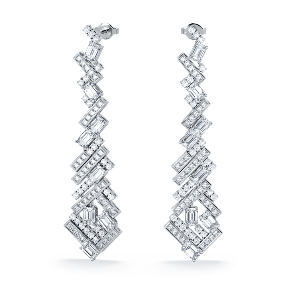 LUXE 8.00ct Lab Diamond Chandelier Earrings with IGI Certified Mixed-Cut Diamonds in 18K White Gold