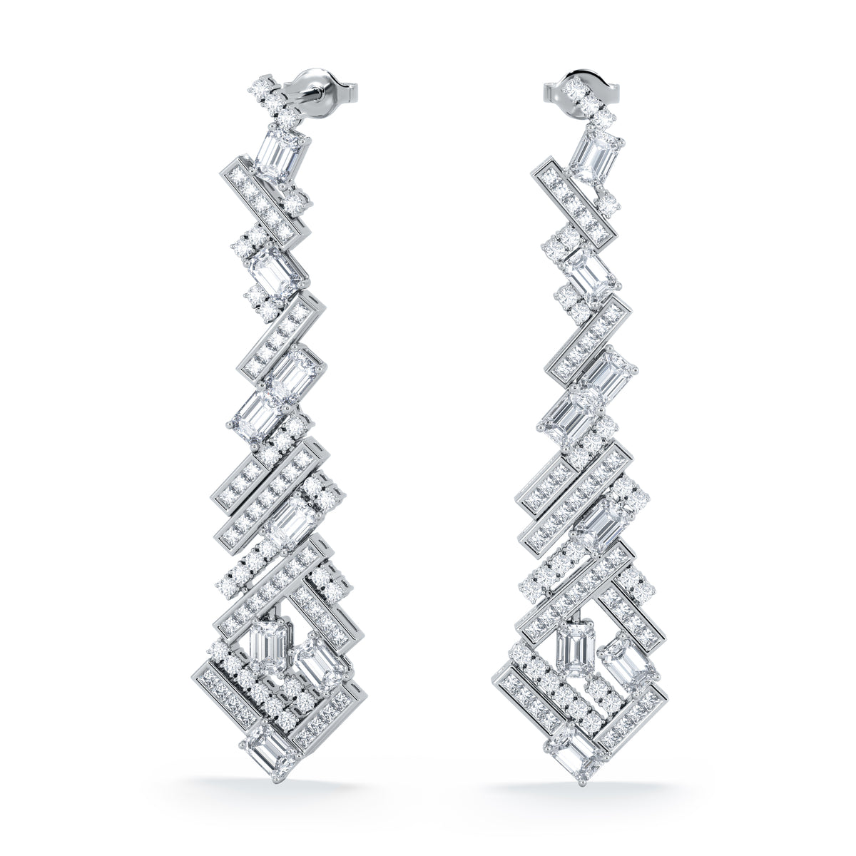 LUXE 8.00ct Lab Diamond Chandelier Earrings with IGI Certified Mixed-Cut Diamonds in 18K White Gold