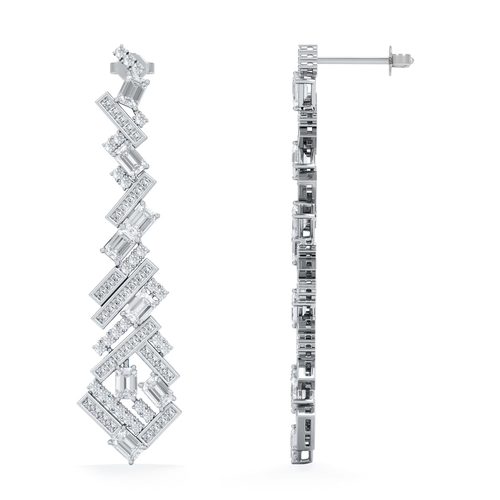 LUXE 8.00ct Lab Diamond Chandelier Earrings with IGI Certified Mixed-Cut Diamonds in 18K White Gold