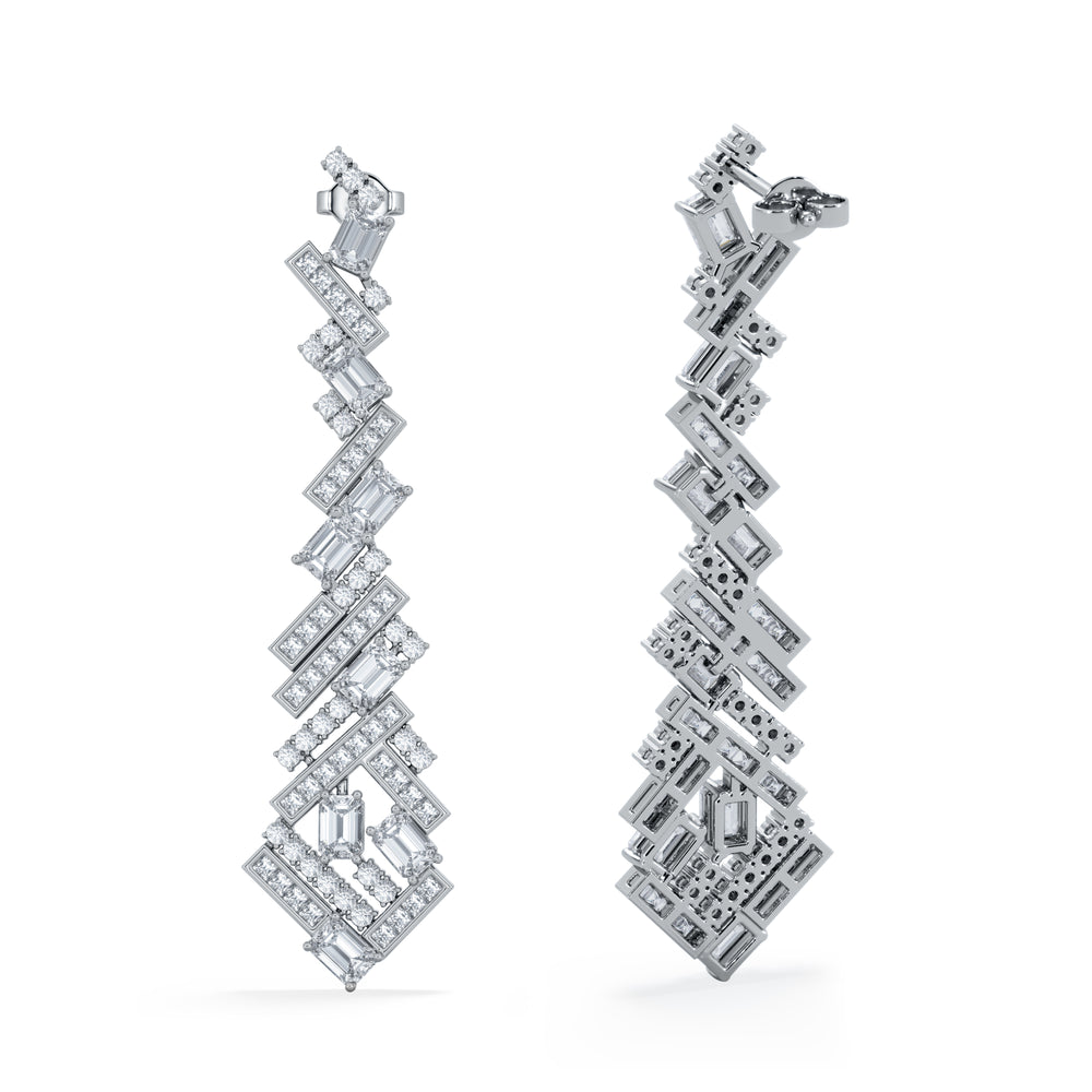 LUXE 8.00ct Lab Diamond Chandelier Earrings with IGI Certified Mixed-Cut Diamonds in 18K White Gold