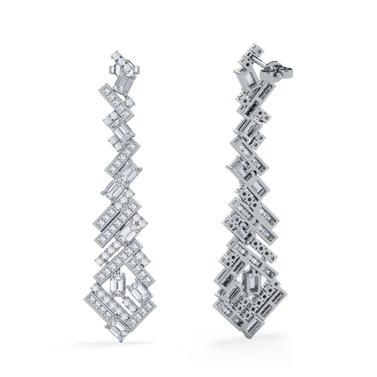 LUXE 8.00ct Lab Diamond Chandelier Earrings with IGI Certified Mixed-Cut Diamonds in 18K White Gold