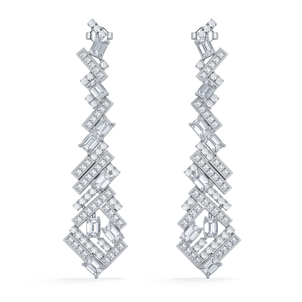 LUXE 8.00ct Lab Diamond Chandelier Earrings with IGI Certified Mixed-Cut Diamonds in 18K White Gold