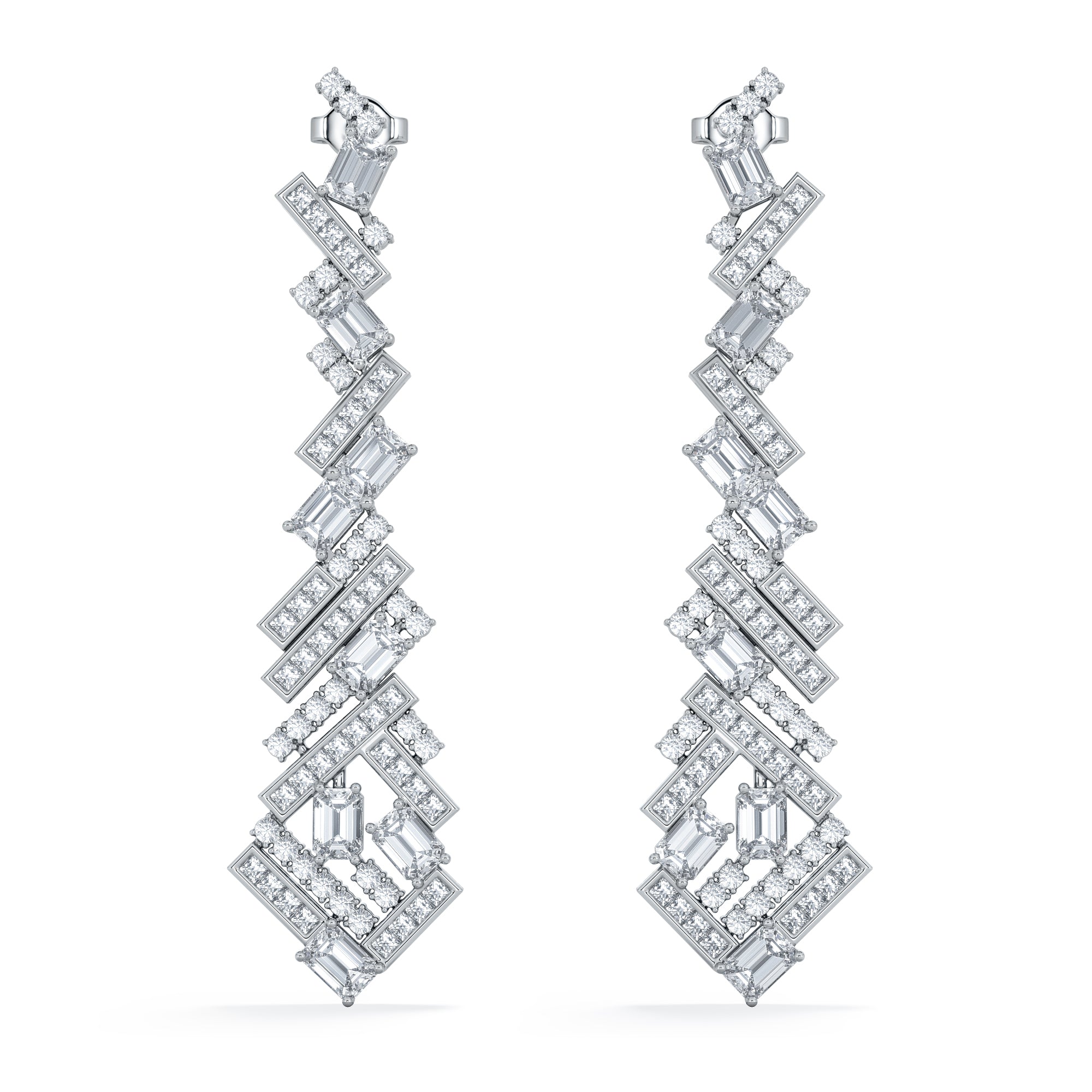 LUXE 8.00ct Lab Diamond Chandelier Earrings with IGI Certified Mixed-Cut Diamonds in 18K White Gold